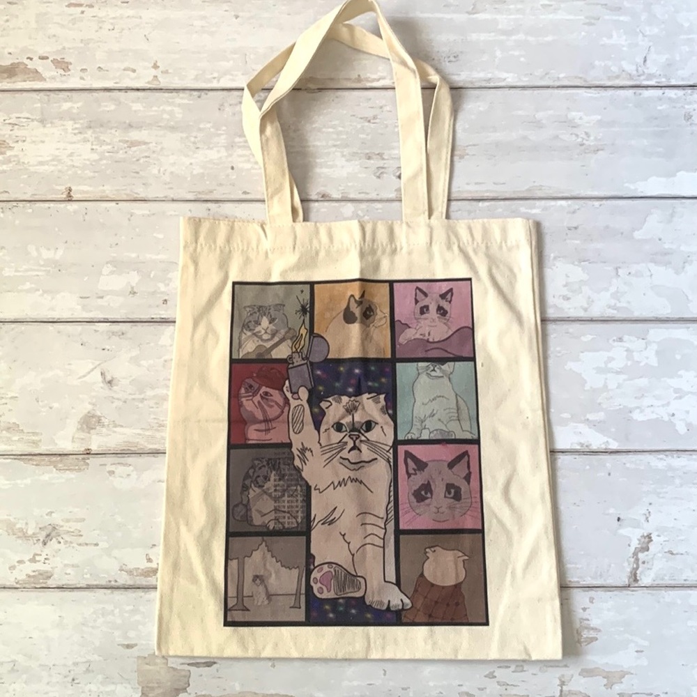 Taylor Swift The Eras Tour Tote Cat as Albums Grid Design Canvas Bag NEW